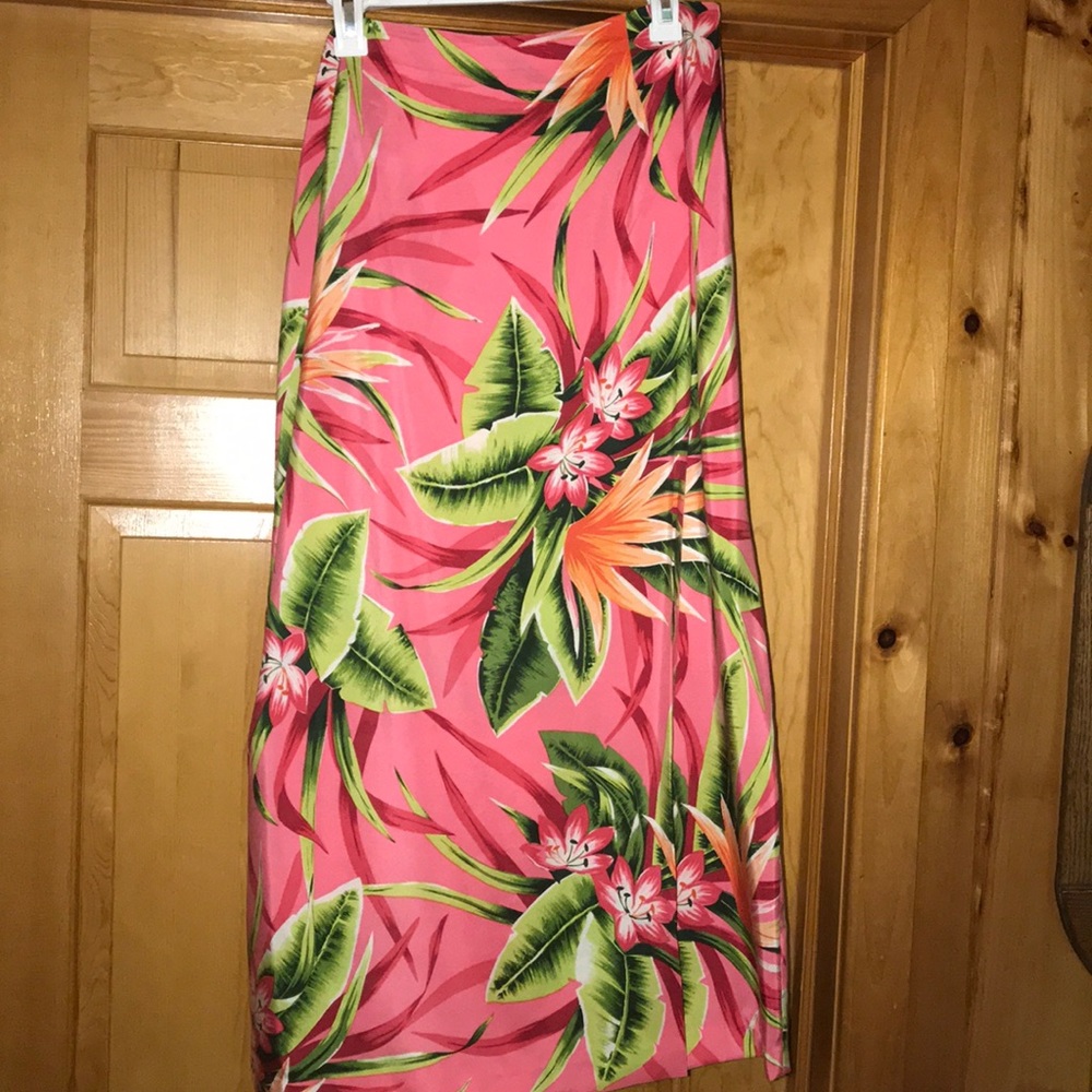 Long Tropical Print Skirt